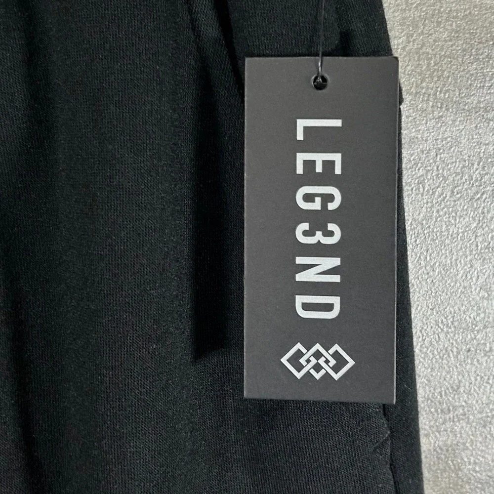Leg3nd Mens Black Fleece Cargo Joggers Techwear Utility Sweatpants Small NEW